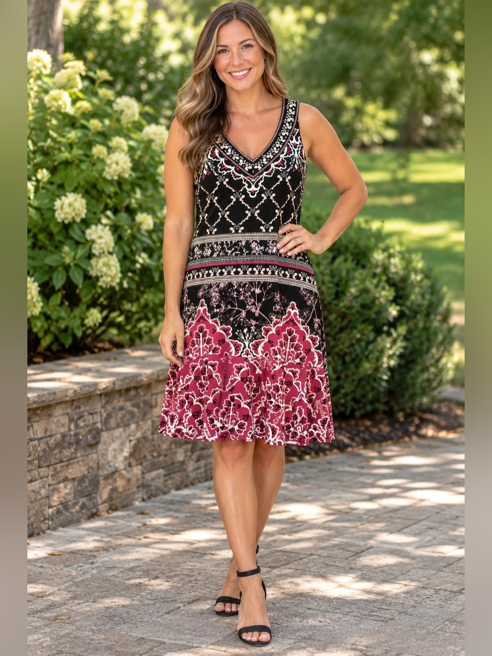 White House Black Market Sleeveless Floral Boho Dress Size Small